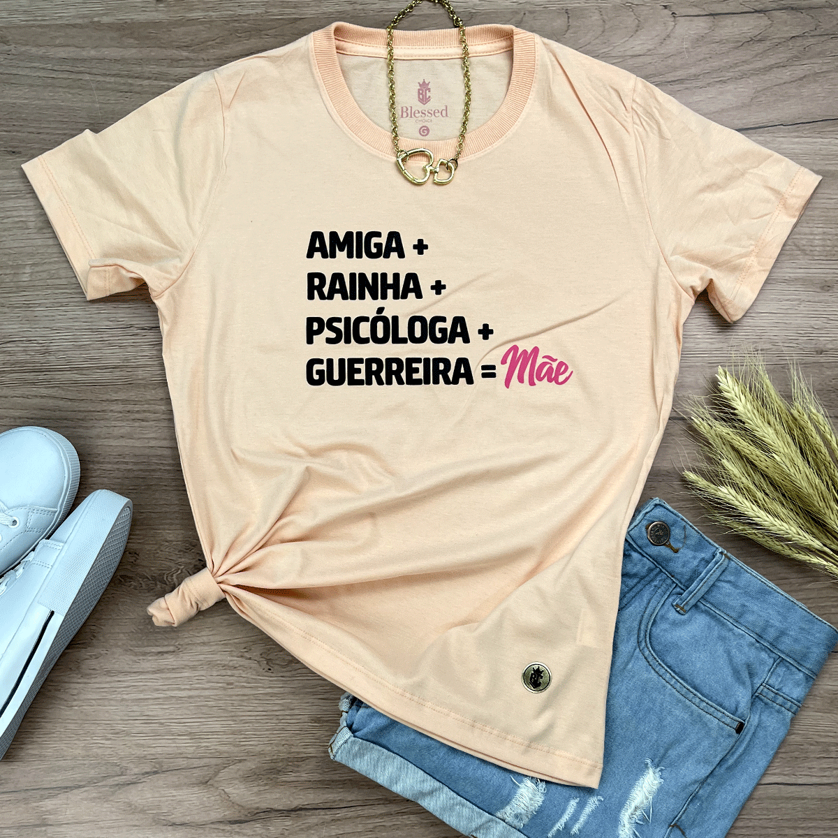 Camiseta Feminina Salmão Amiga Igual Mãe