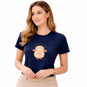 Camiseta Feminina Azul O Senhor é o Meu Pastor Ovelha