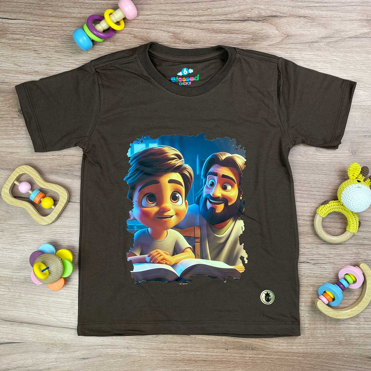 T-Shirt Infantil Marrom Amigo Jesus
