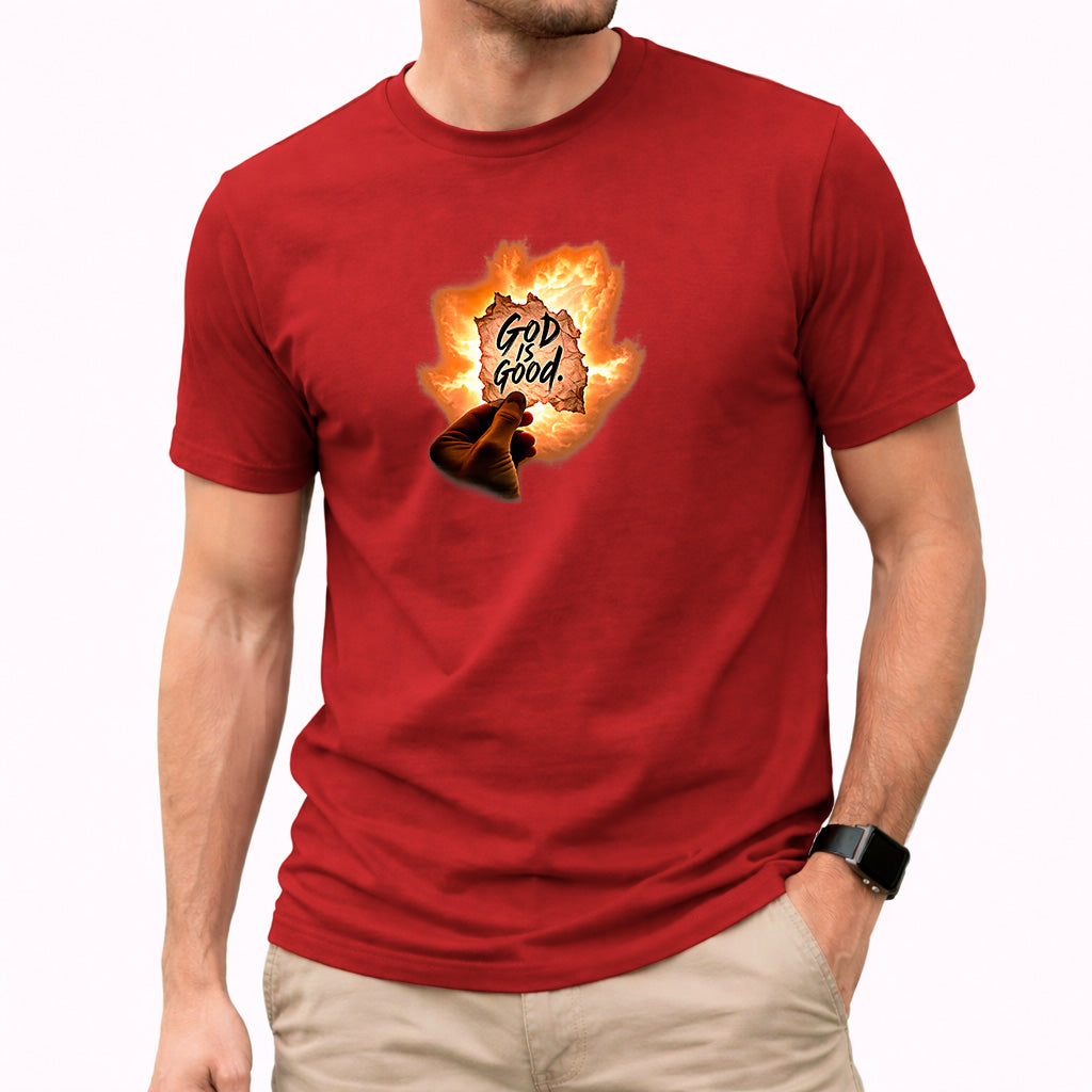 Camiseta Masculina Vermelha Good is Good Fogo