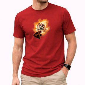 Camiseta Masculina Vermelha Good is Good Fogo
