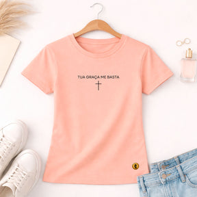 Camiseta Feminina  Salmão Tua Graça Me Basta