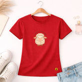 Camiseta Feminina Vermelha O Senhor é o Meu Pastor Ovelha