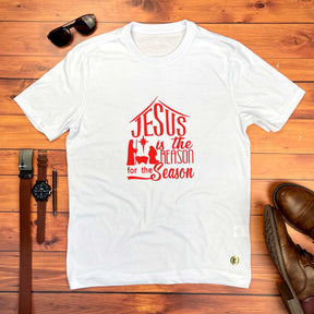 Camiseta Masculina Branca Jesus Is The Reason For The Casa