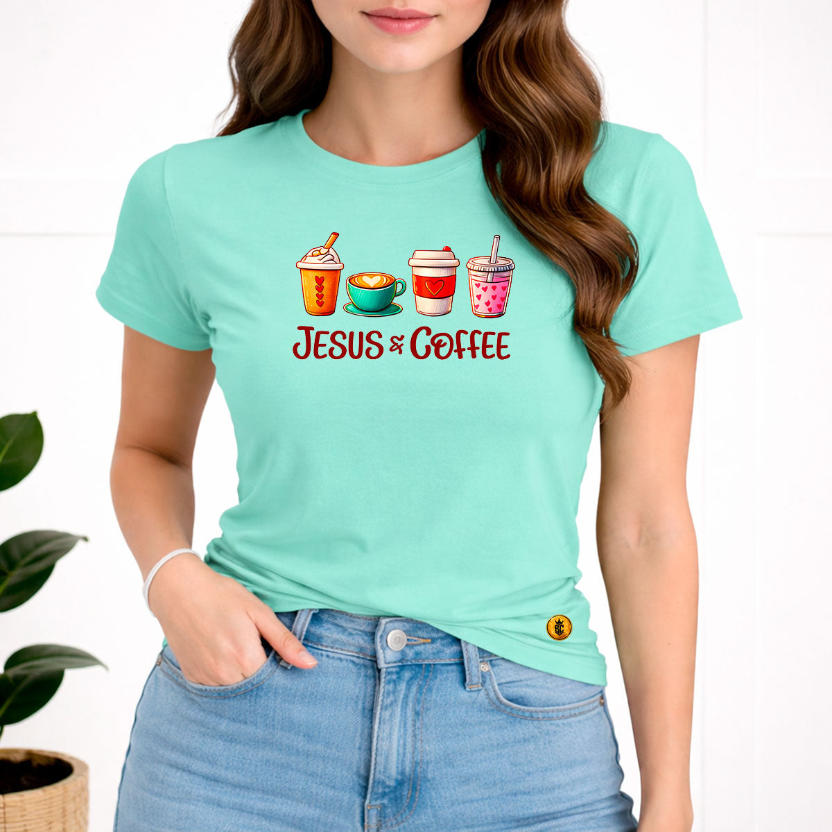 Camiseta Feminina Verde Menta Jesus & Coffee