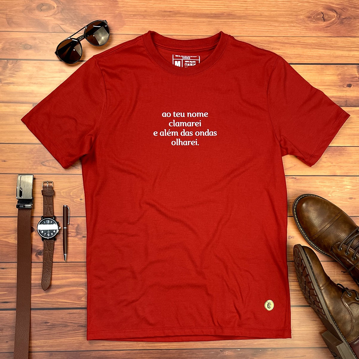 Camiseta Masculina Vermelha Ao Teu Nome Clamarei