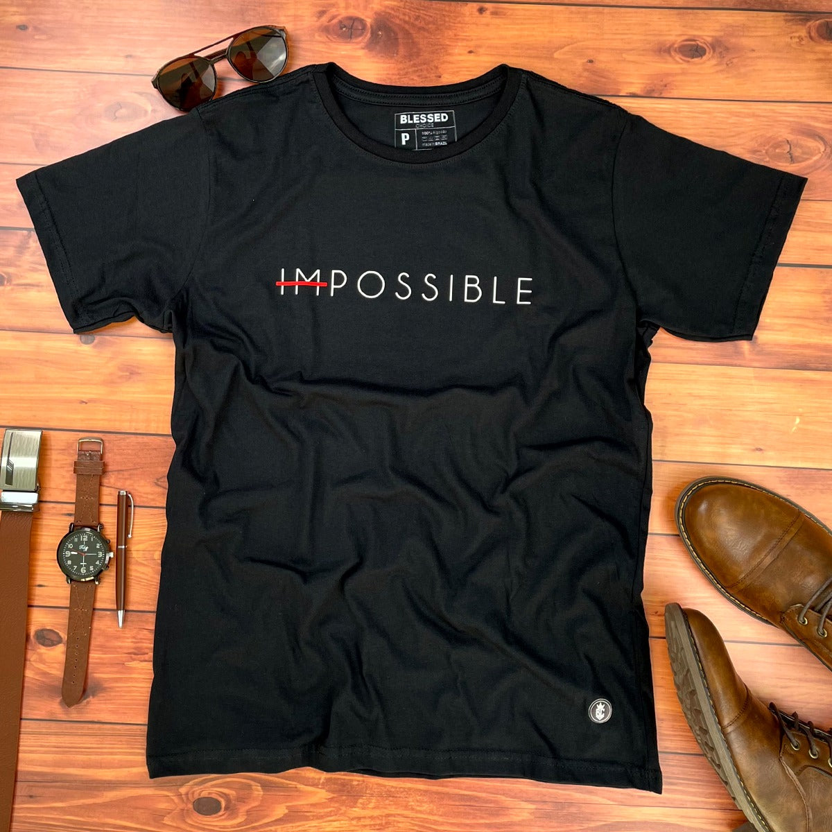 Camiseta Masculina Preta Impossible