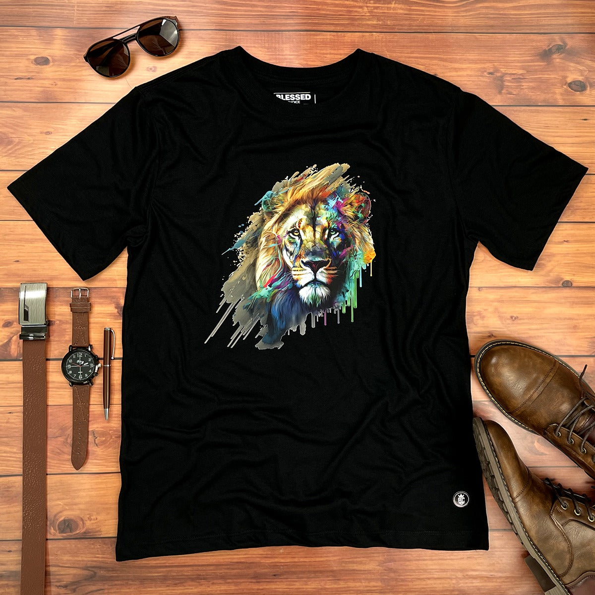 Camiseta Masculina Preta Leão