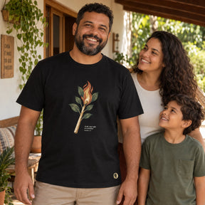 Camiseta Masculina Preta Arde, mas não se consome