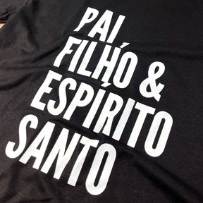 Camiseta Feminina Preta Pai, Filho & Espírito Santo