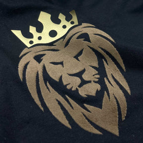 T-Shirt Infantil Preta Coroa Leão Veludo