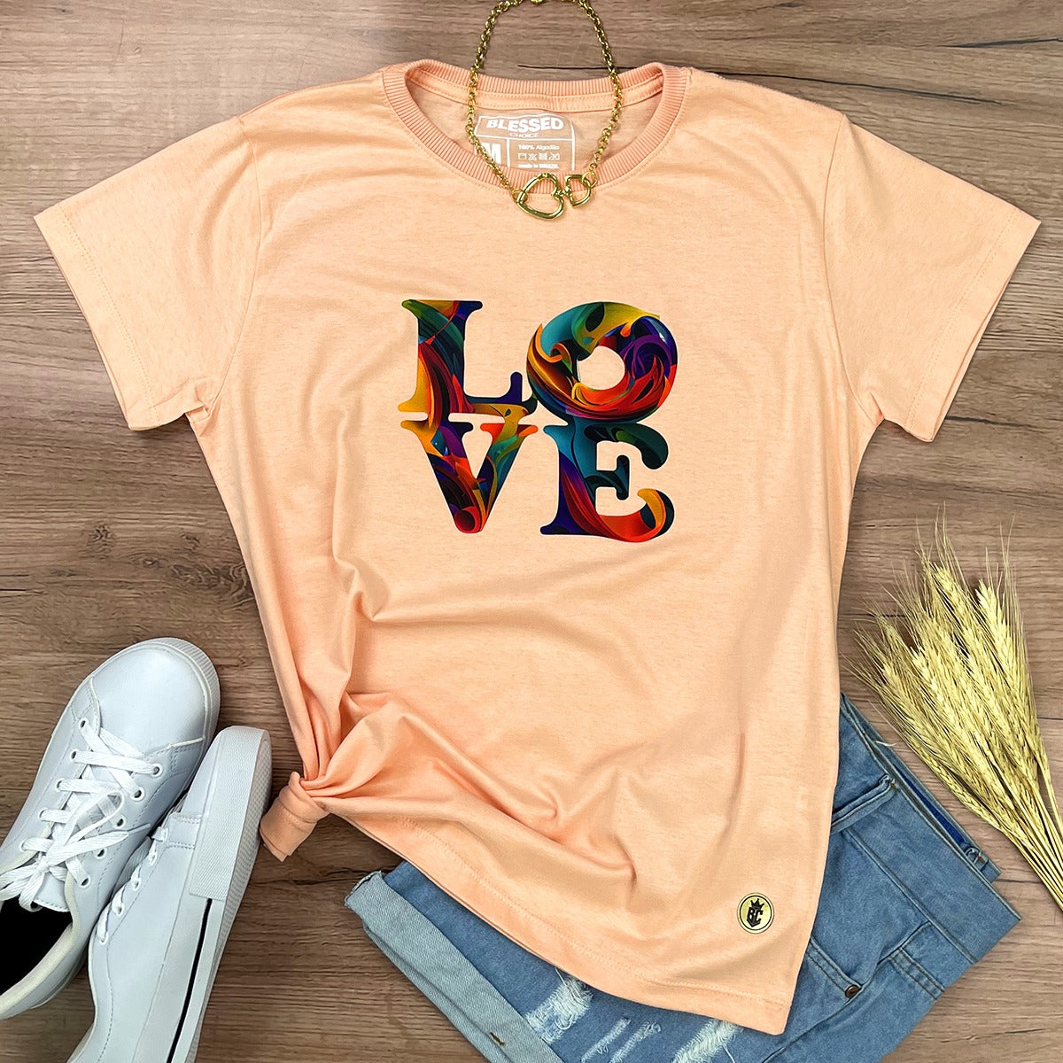 Camiseta Feminina Salmão Love Colors