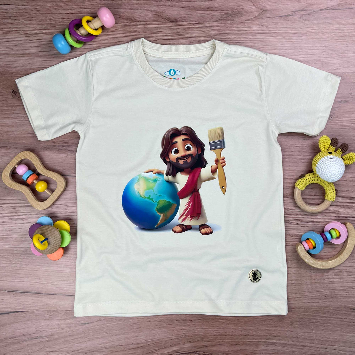 T-Shirt Infantil Off White Jesus Pintor Do Mundo