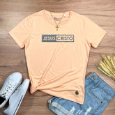 Camiseta Feminina Salmão Jesus Cristo Glitter