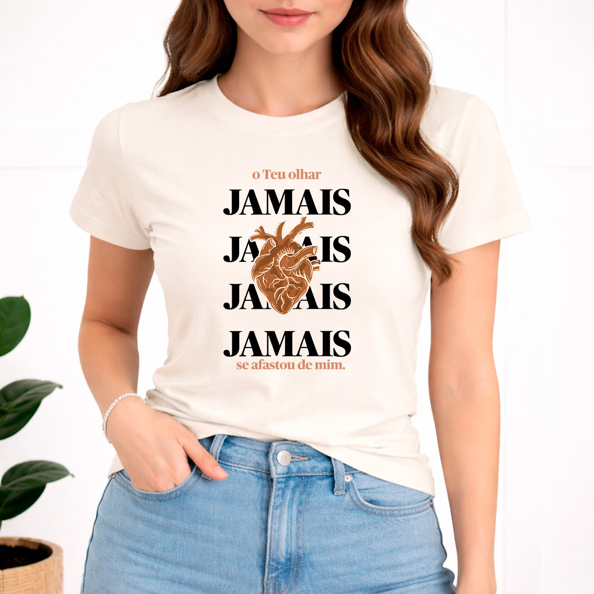 Camiseta Feminina Off White O Teu Olhar Jamais Se Afastou de mim