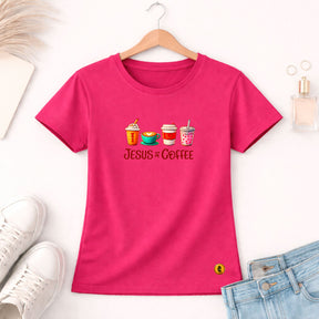 Camiseta Feminina Pink Jesus & Coffee