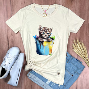 Camiseta Feminina Off White Gatinho