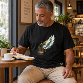 Camiseta Masculina Preta Cristo me fez livre