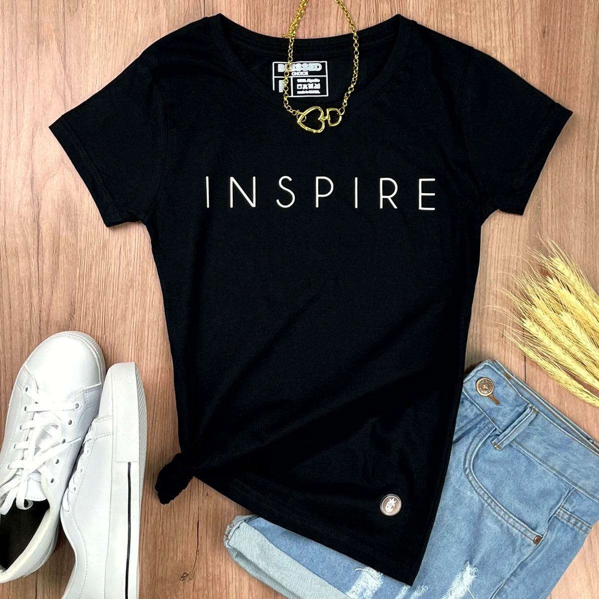Camiseta Feminina Preta Inspire
