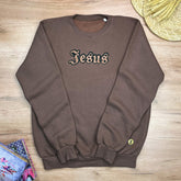Moletom Marrom Aplique Jesus Veludo