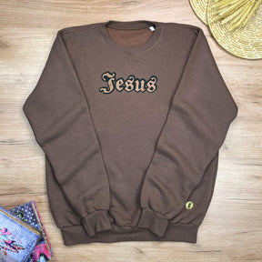 Moletom Marrom Aplique Jesus Veludo