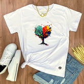 Camiseta Feminina Branca Árvore de Coração