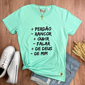 Camiseta Feminina Verde Menta Mais Perdão Menos Rancor