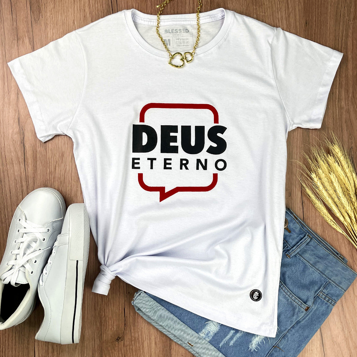 Camiseta Feminina Branca Deus eterno