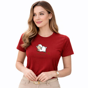 Camiseta Feminina Vermelha Encontrada Ovelha