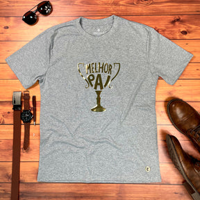 Camiseta Masculina Cinza Troféu Melhor Pai