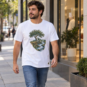 Camiseta Masculina Branca Plantado junto às águas