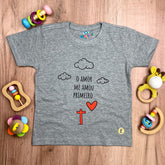 T-Shirt Infantil Cinza Desenho O Amor Me Amou