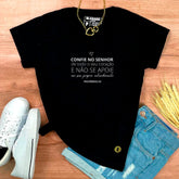 Camiseta Feminina Preta Confie No Senhor De Todo O Seu Coração