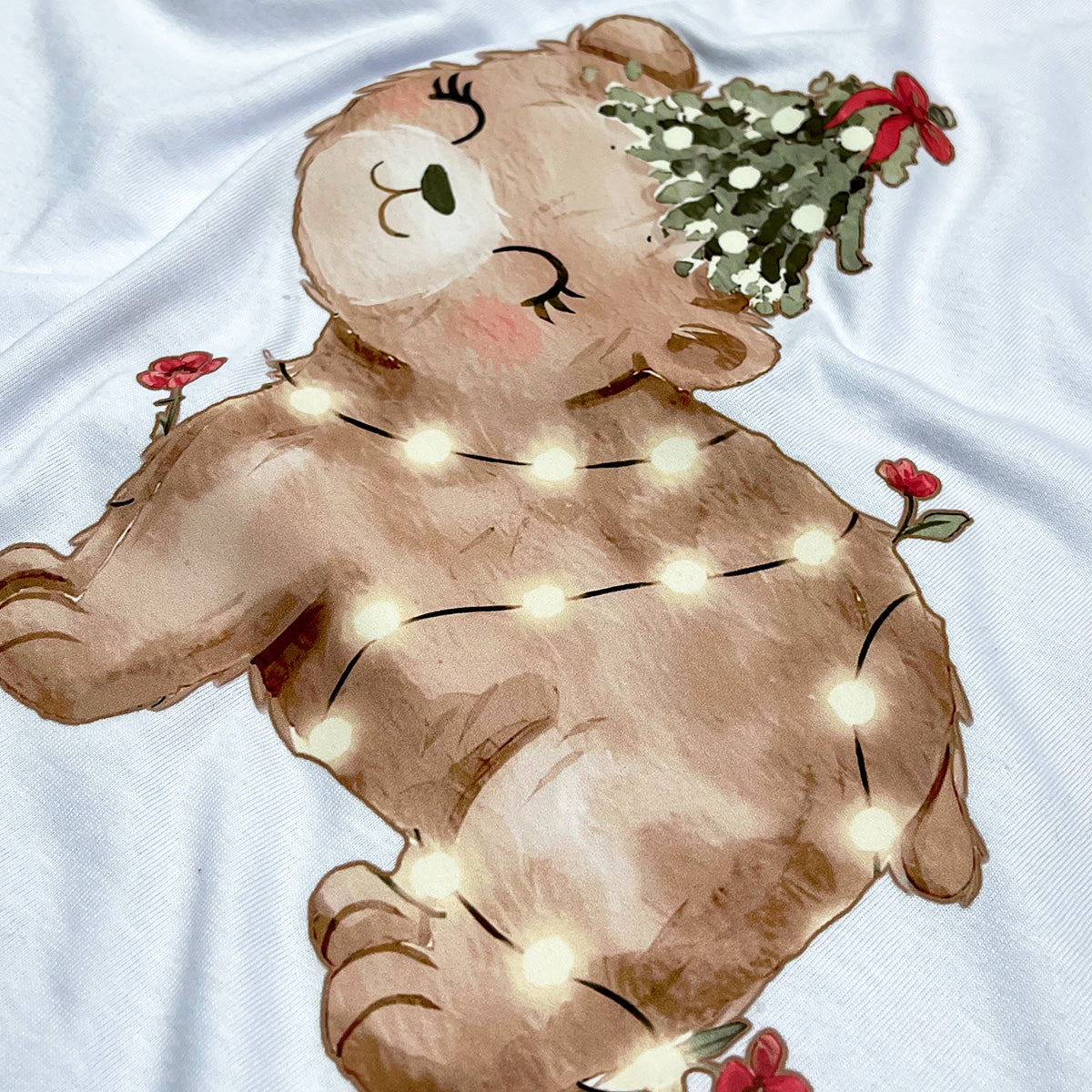 Camiseta Masculina Branca Urso Brilhante