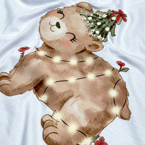 Camiseta Masculina Branca Urso Brilhante