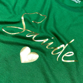 Camiseta Feminina Verde Saúde Coração Dourado