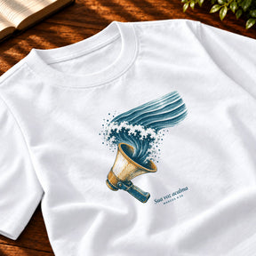 Camiseta Masculina Branca Sua voz acalma