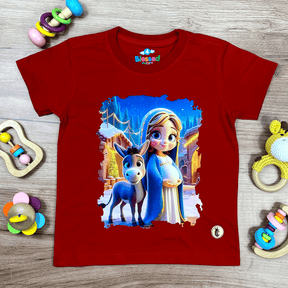 T-Shirt Infantil Vermelha Maria Grávida