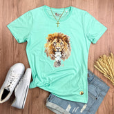 Camiseta Feminina Verde Menta Leão E Cordeiro