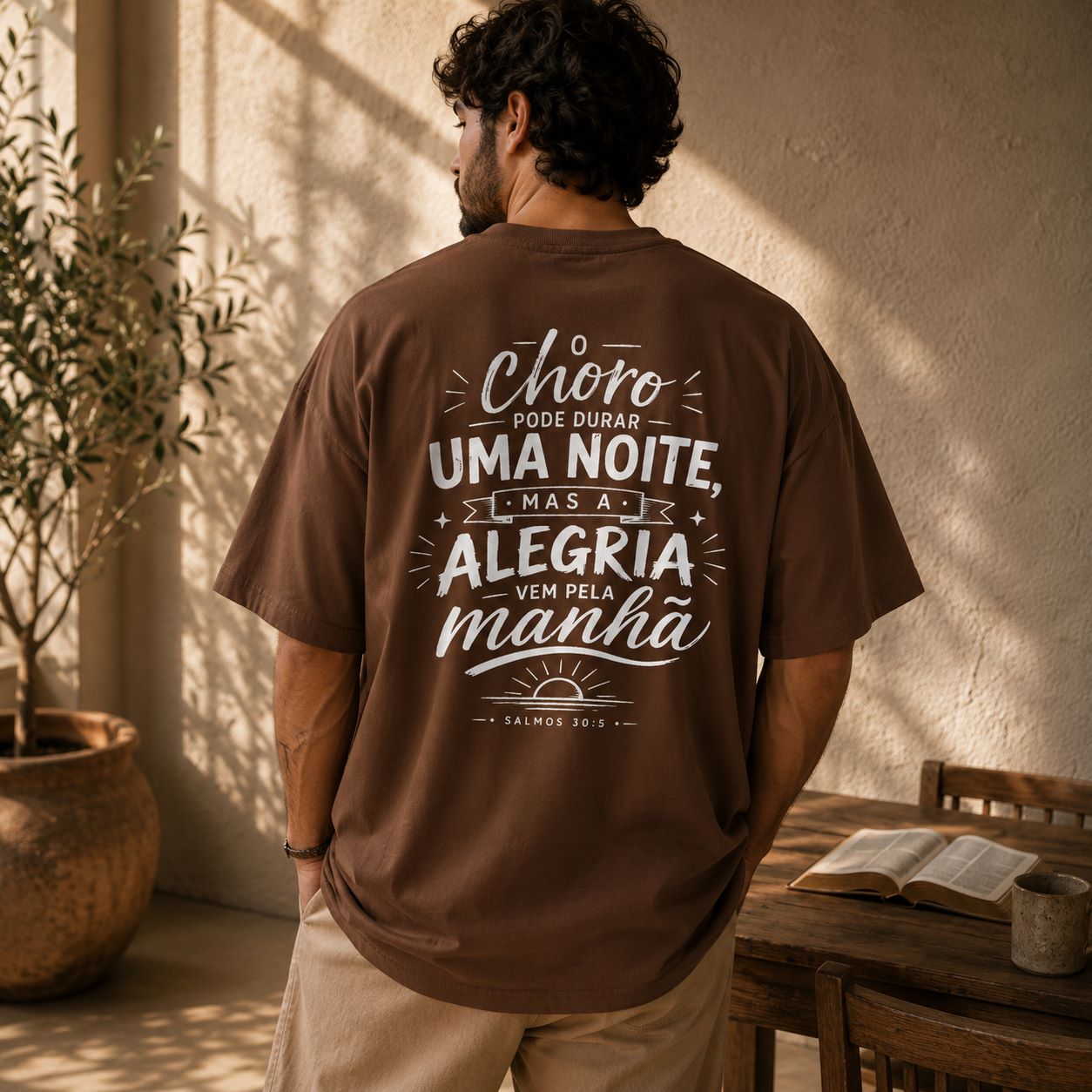 Oversized Marrom O Choro Dura uma Noite