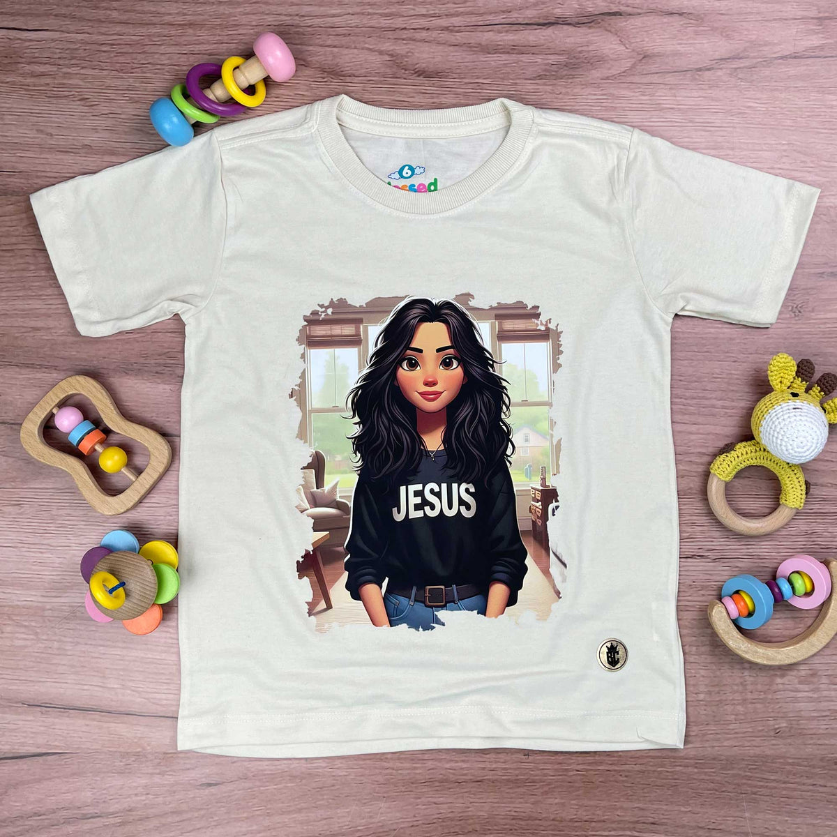 T-Shirt Infantil Off White Garota Jesus