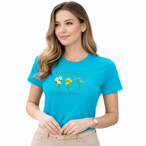 Camiseta Feminina Turquesa Deus faz Florescer