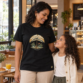 Camiseta Feminina Preta Refúgio sob Suas asas