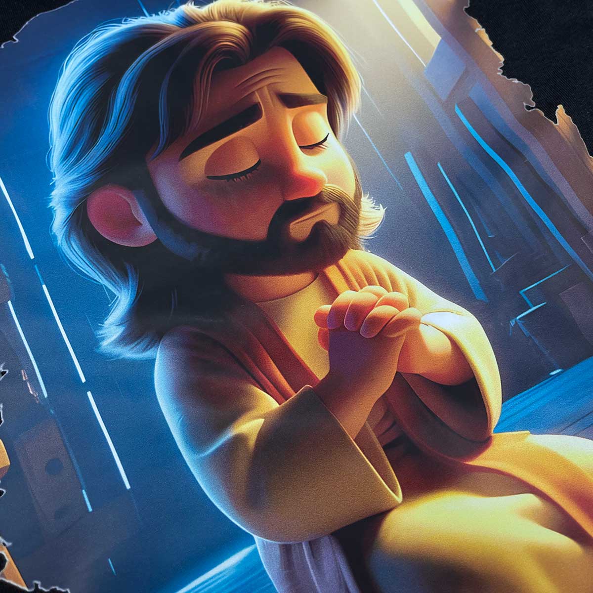 T-Shirt Infantil Preta Jesus Orando
