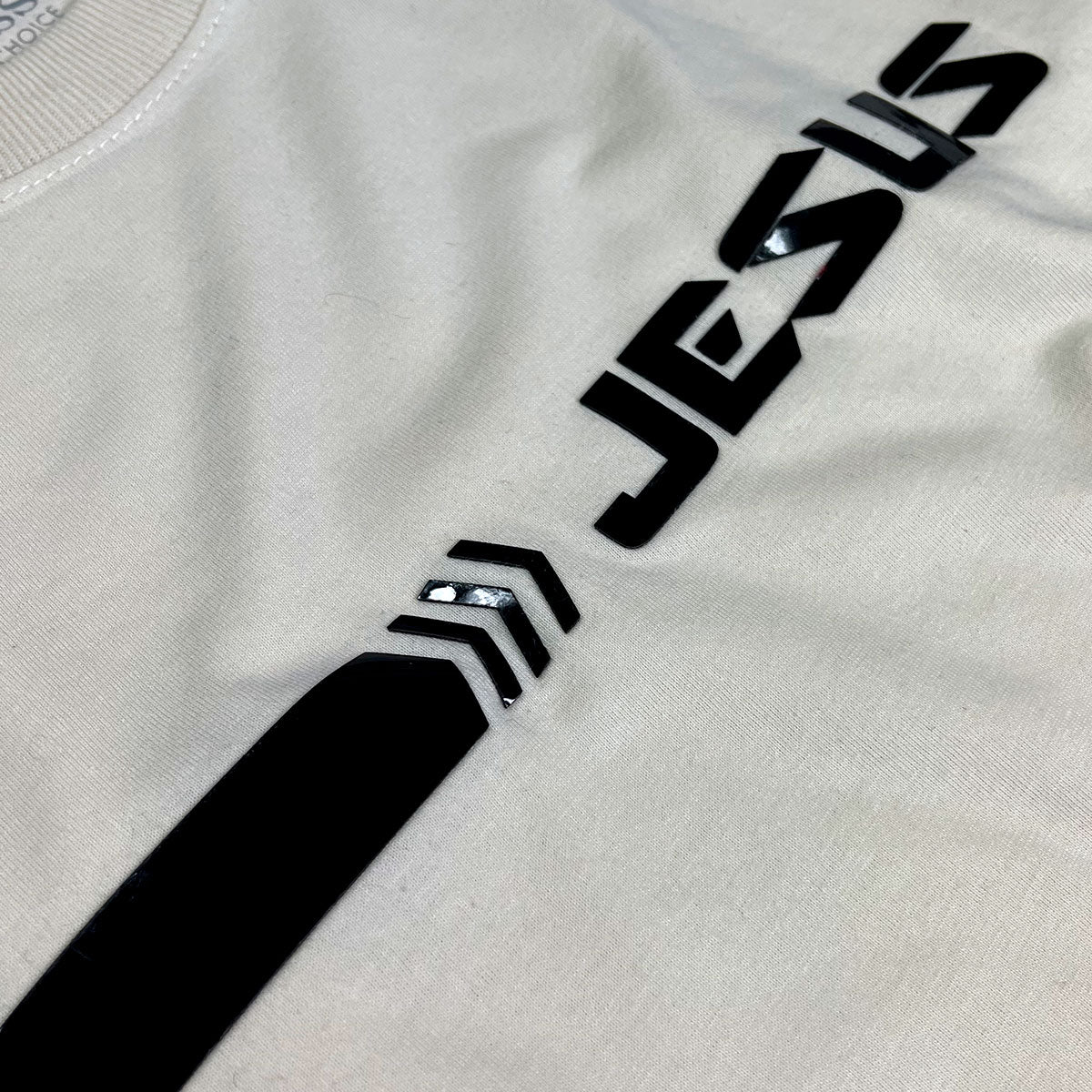 Camiseta Masculina Off White Aplique Direção Jesus