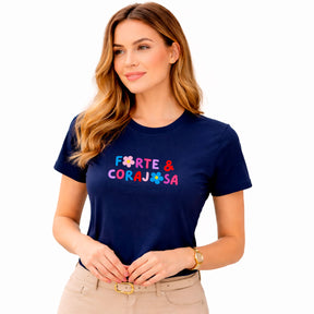 Camiseta Feminina  Azul Forte & Corajosa