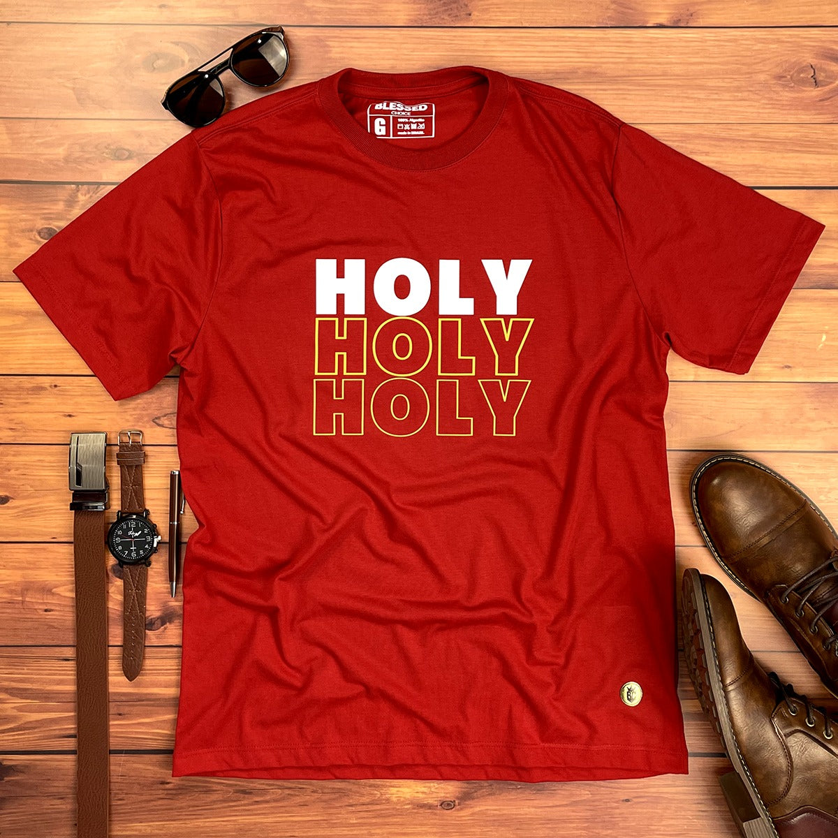 Camiseta Masculina Vermelha Holy