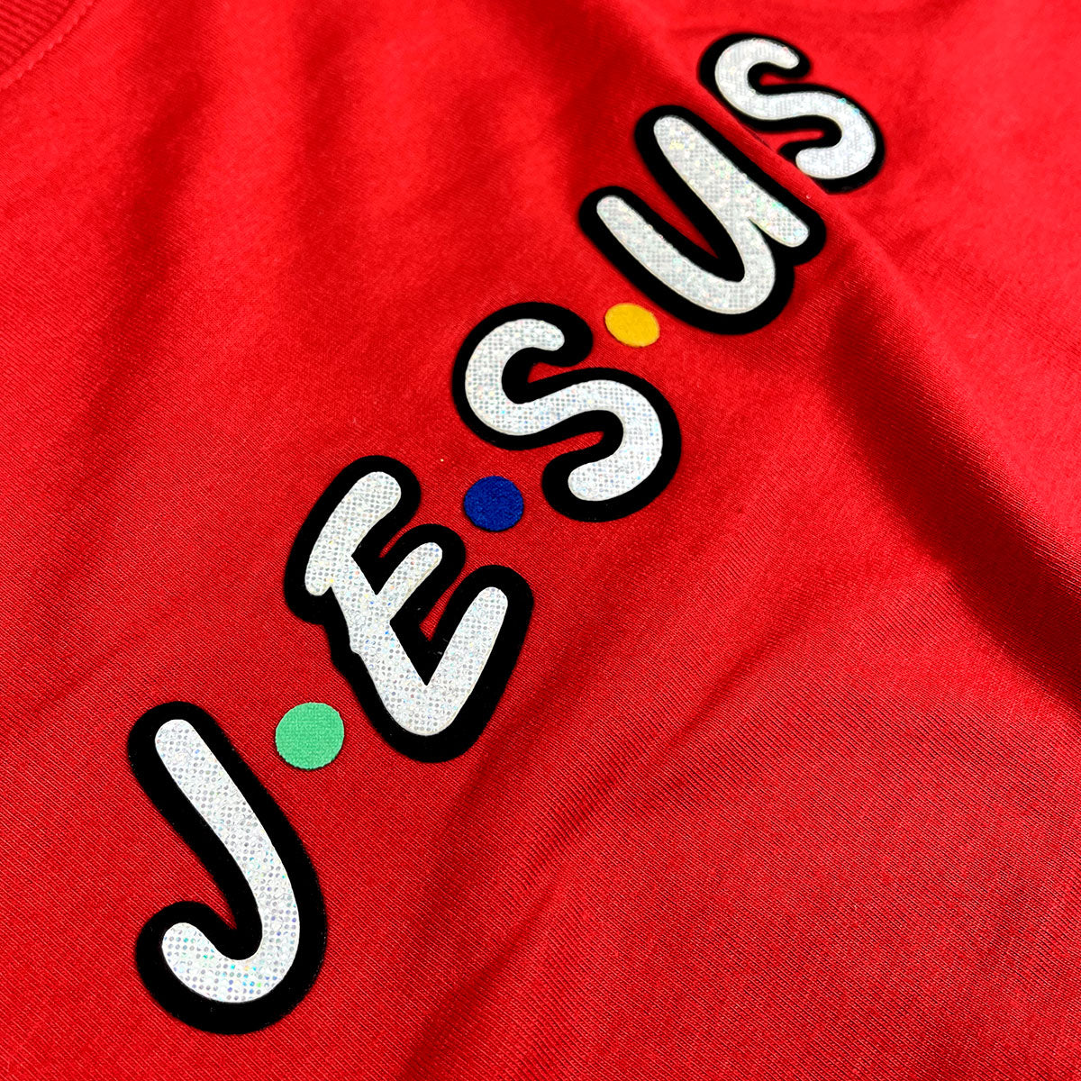 Camiseta Masculina Vermelha Aplique J.E.S.U.S