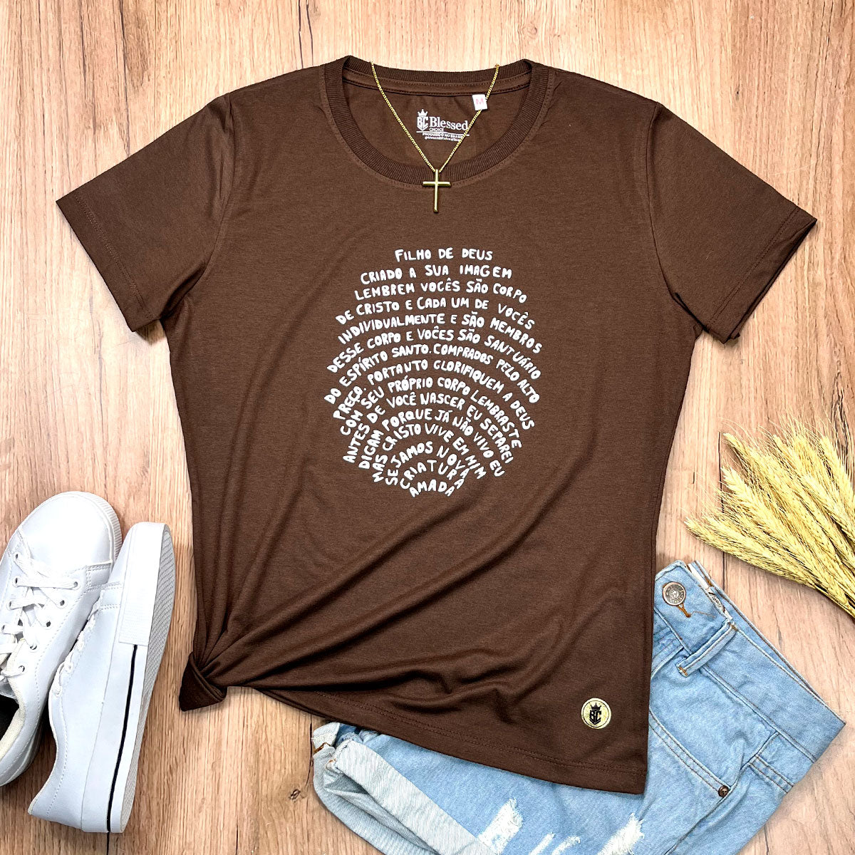 Camiseta Feminina Marrom Digital Filho De Deus