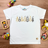 T-Shirt Infantil Branca Árvores Natal